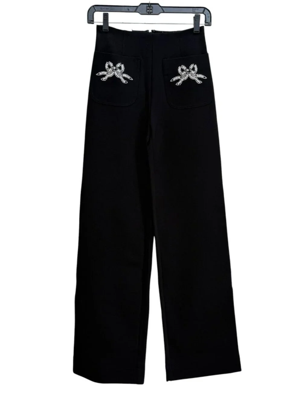 Anthropologie Colette Full-Length Embroidered Pocket Pants Maeve Black Womens 23 - Picture 3 of 12